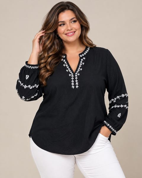 Immagine di CASUAL SMART FINE QUALITY BLOUSE WITH EMBROIDERY